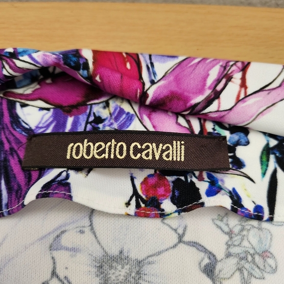 Roberto Cavalli Luxury White Jersey Astro Garden Floral Robot Dress MSRP $1190 - Picture 10 of 14
